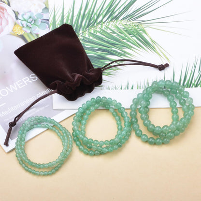 CHCCOYE 4mm Natural Healing Gemstone Bracelet Handmade Yoga Stretch Elastic Bracelet Stress Relief Crystal Jewelry for Men and Women (4mm, Green Aventurine)