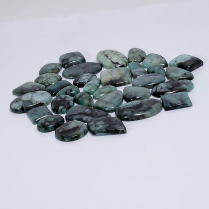 GEMKORA [20-30mm] (3-4pcs) Green Emerald Mix Shape Gemstones Cabochons, Jewelry Making Loose Gemstone, Polished Gems, DIY, Wire Wrapping, Reiki, Wikka, Healing Crystals, Bulk Gemstone Deal