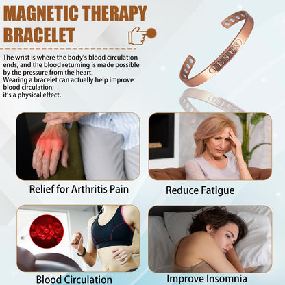 EnerCoppeX Copper Magnetic Bracelet for Women - Detox Jewelry with 3500 Gauss Magnet, Adjustable Cuff Bangle (Q)