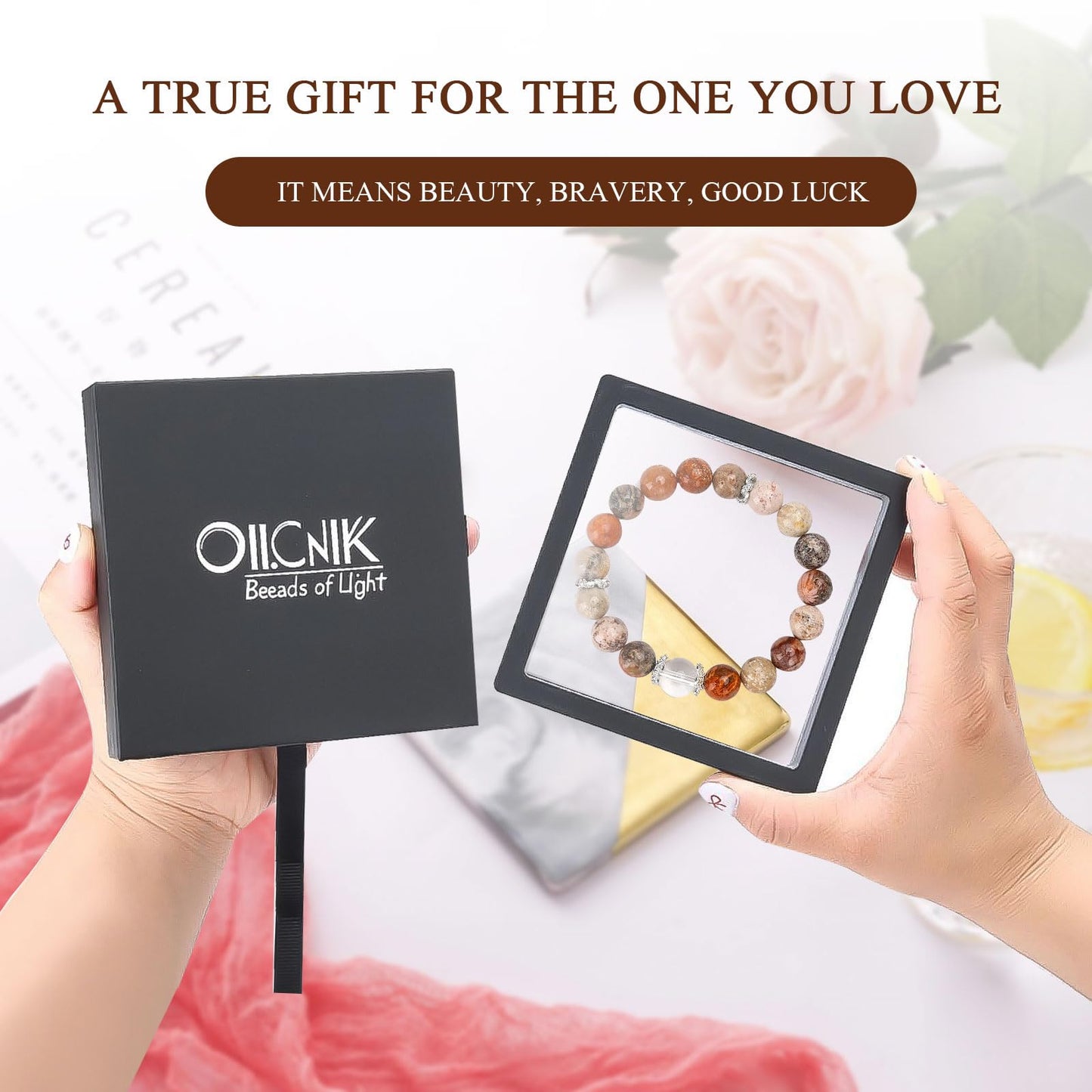 oilcnik Natural Stone Gemstone Charm Bracelet – Graduation & Birthday Gifts for Her, Handmade Gifts for Women: Mother’s Day, Valentine’s & Anniversary