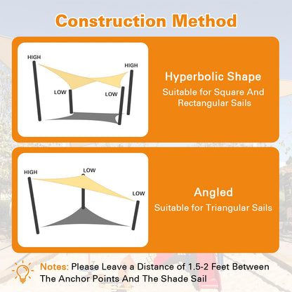 Artpuch Sun Shade Sail, 24'X24'X33.9' Sand Triangle, Curved Edged Sun Shade, Commercial Grade 185GSM HDPE UV Permeable Outdoor Shade Cloth for Deck, Backyard, Patio (Custom Sizes Made)