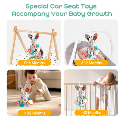 Baby Hanging Toys 0-12 Months - Interactive Stroller & Car Seat Toy with Jingle Sounds, Clinking Rings & Detachable Links | Safe Developmental Toys for Activity Gyms, Infant Baby Crib Mobile