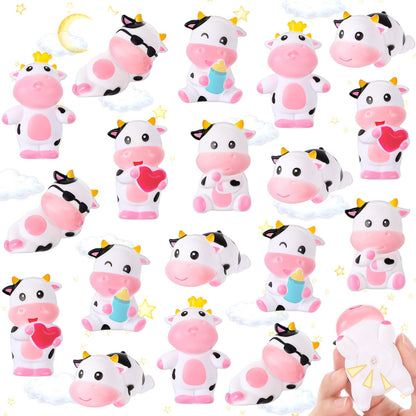 Jenaai 48 Pcs Cute Rubber Cows Bulk Squeak Floating Cow for Kids Bath Toys Rubber Animals Swimming Shower Bathtub Toy Favors for Party Baby Shower Dashboard Decor Carnival Gift