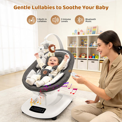 Baby Swing, Multi-Motion Baby Swings for Infants to Toddlers, Enabled with 5 Unique Motions & 5 Speeds, 360° Rotating Seat, 5-Point Harness, 5 Preset Lullabies