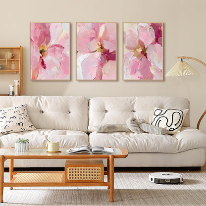 Abstract Floral Wall Art Pink Flower Canvas Pictures Modern Wall Decor Blush Pastel Pink Prints Peony Painting Minimalist Poster Botanical Artwork for Bedroom Living Room 12x16 Inch Unframed set of 3