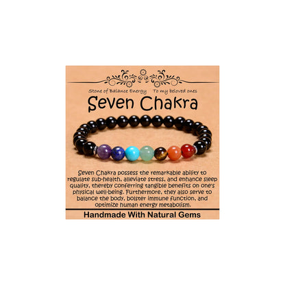 CHCCOYE 6mm Natural Healing Gemstone Bracelet Handmade Yoga Stretch Elastic Bracelet Stress Relief Crystal Jewelry for Men and Women (6mm, Seven Chakra Stones)