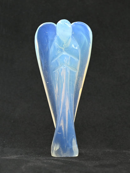 Amazing Gemstone Opalite Crystal Guardian Angel Figurines Ornament for Healing Birthstone, Decoration Statue (Hand Carved Pocket Gemstone Angel) (3 inch)