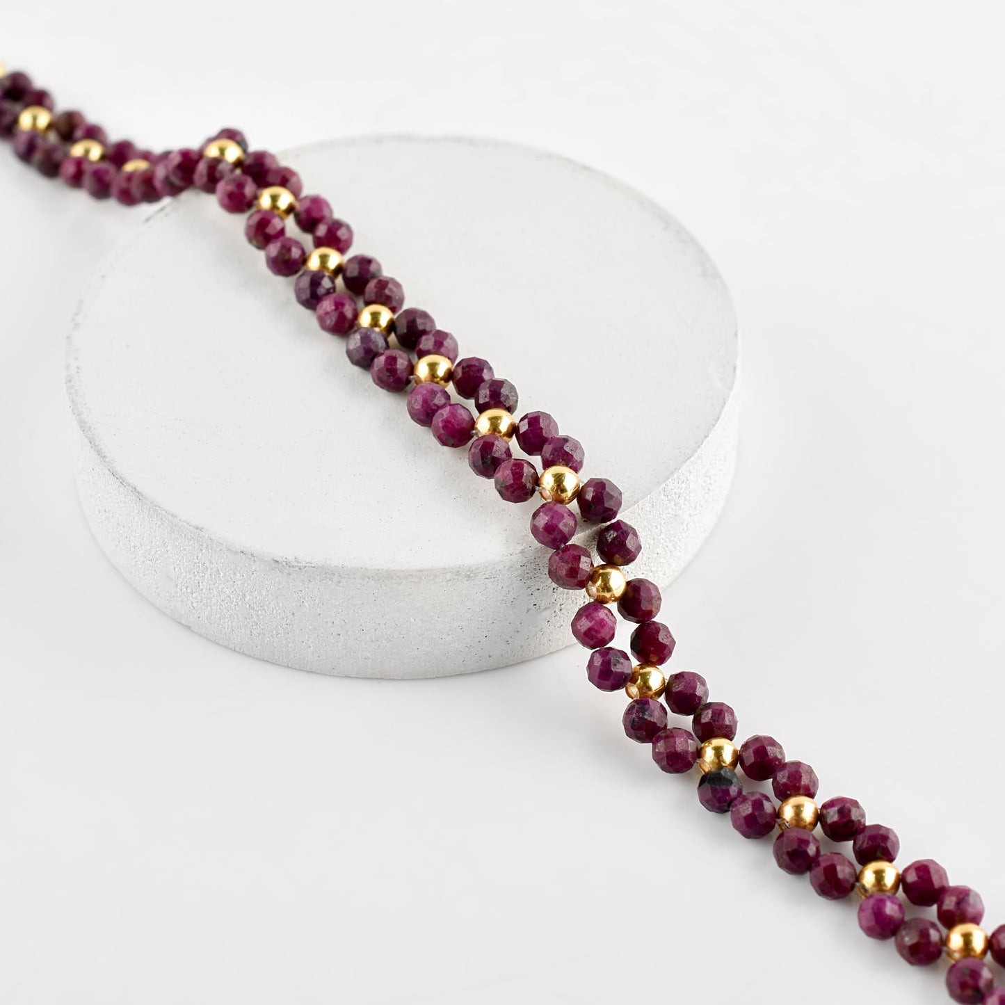 InfinityGemsArt Artisan Ruby Bracelet for Women – Natural July Birthstone Pink Gemstone, Handmade 14K Gold Plated Adjustable Chain, Dainty Chakra Jewelry, Christmas Gift for Her