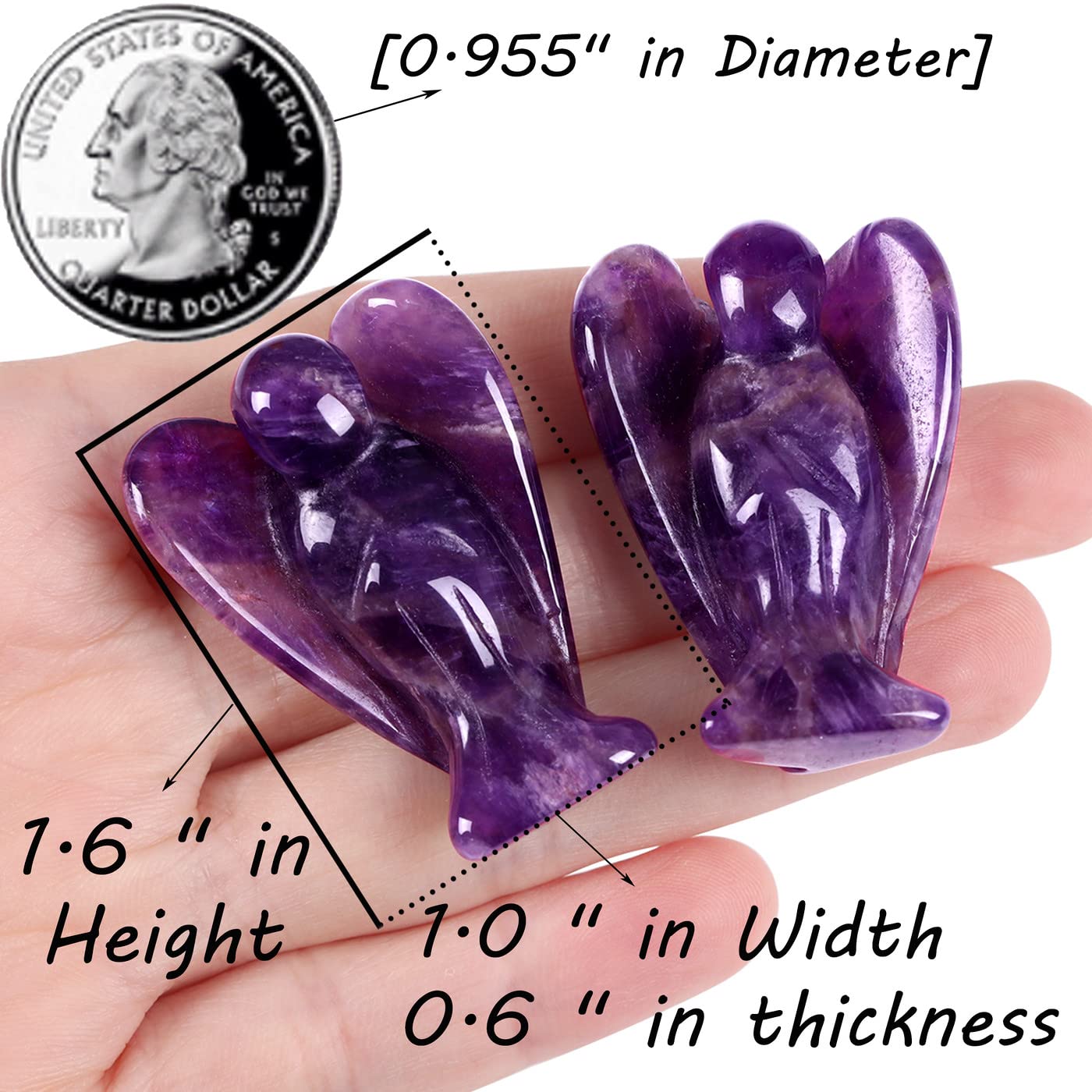 QINJIEJIE Amethyst Crystal Angel Crystals Healing Stones Guardian Angel Statue Pocket Gemstone Stocking Stuffers Purple Decor Polished Cute Carved Angel Figurine Spiritual Purple Gifts for Women Men