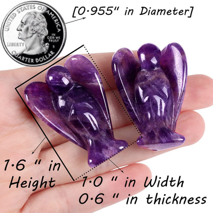QINJIEJIE 3PCS Crystals Guardian Angel Stones Decor Amethyst Rose Quartz Opal Polished Gemstone Statue Cute Carved Gems Room Office Desk Angel Home Reiki Pocket Peace Angel Gifts for Women