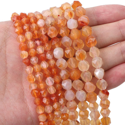 BEADIA Faceted Natural Sunstone Stone Round Beads 8mm 36cm/Strand for Jewelry Making