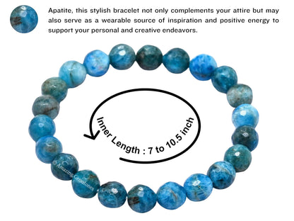 Amazing Gemstone Apatite Bracelet for Women - Chakra Mens Bracelet Protection Crystals and Healing Stones - Faceted Beaded Blessing Bracelet Spiritual Meditation Gift Christmas Stocking Stuffers