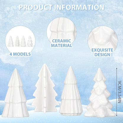 Nuenen 8 Pcs Ceramic Christmas Tree Porcelain Christmas Tree Winter Christmas Trees Mini Stoneware Trees for Mantle Vintage Table Shelf Living Room Bedroom Cabinets Office Desktop(Classic)