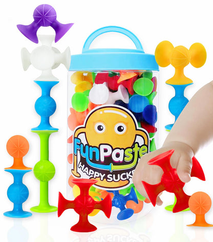 CreateView Suction Bath Toys for Baby, 24 Piece Starter Set Suction Cup Toys Stocking Stuffers Preschool Sensory Fidget Toys for Toddlers 1-3 4-8 | No Hole Bath Toy | BPA Free OT(Large)