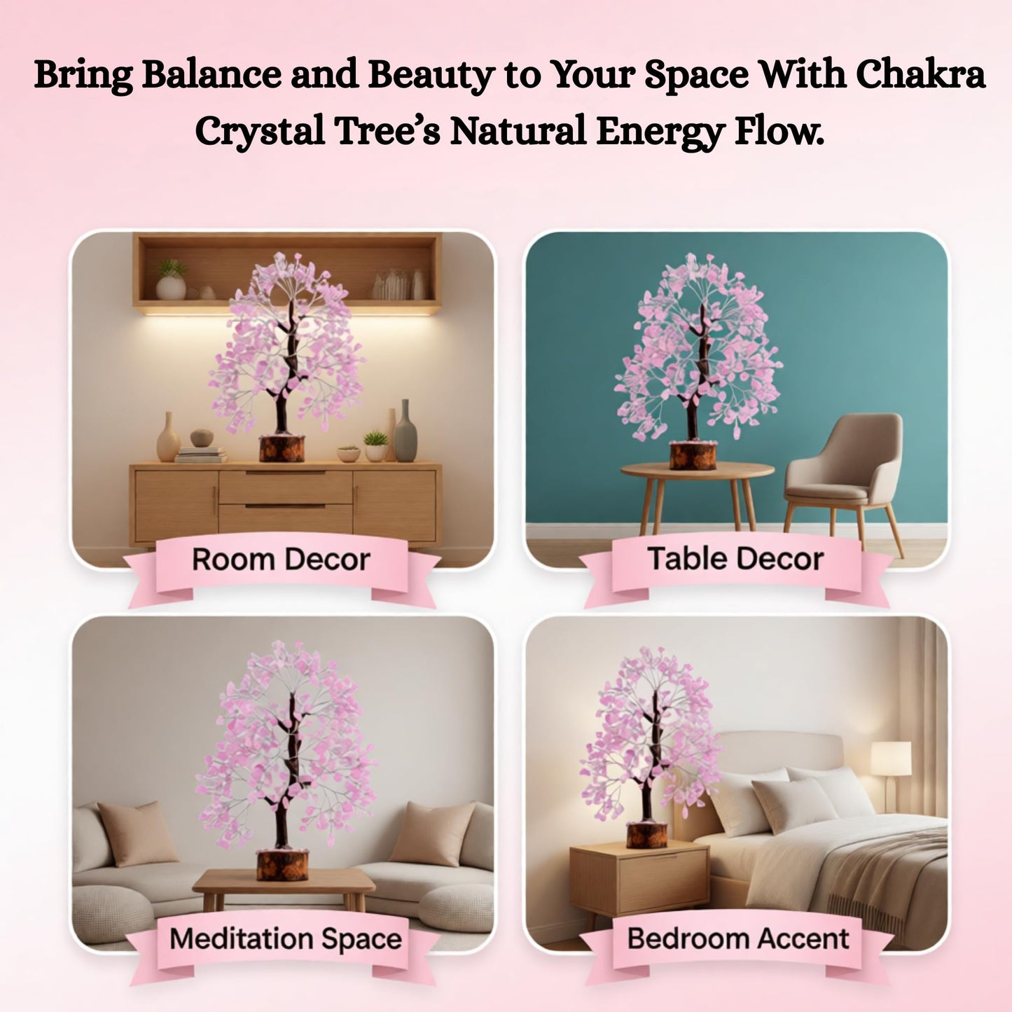 ANAYA AGATE Rose Quartz Crystal Tree for Home Decor, Office Desk Decor, Chakra Healing Crystals & Stone for Positive Energy, Money, Good Luck, Tree of Life Spiritual for Women and Mom