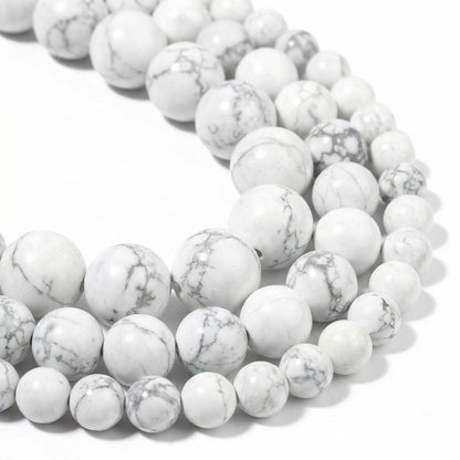 Yochus 60pcs White Howlite Turquoises Beads，6mm Healing Power Natural Stone Round Loose Beads for Jewelry Making Earring Necklace DIY Crafts