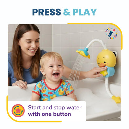 Yellow Duck Water Spray Suction Cup Toddler Bath Toy for Boys and Girls - 18+ Months and Up - Features Waterproof Recycling Water Pump with Multi-Spray Modes for Bathtime Water Play in Bathtub