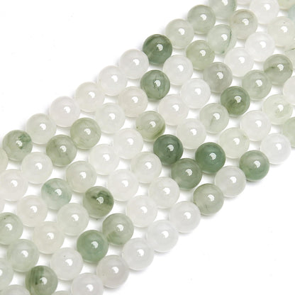 70PCS Natural 8MM Healing Gemstone, Iceberg Jade Energy Stone Round Loose Beads, Semi-Precious Crystal Beads with Free Elastic String for Jewelry Making DIY