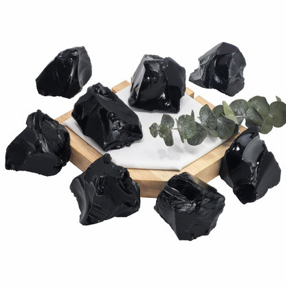 Nvzi Raw Black Obsidian Stone Bulk, Real Gemstones and Crystals, Rocks and Minerals, Healing Crystals, Quartz Crystals and Healing Stones, Cuarzos Originales De Energia Y Piedras(1LB)