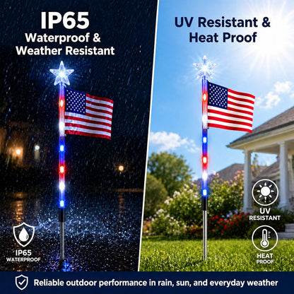 8 Pack Solar American Flag Pathway Lights, Patriotic Red White Blue Outdoor Stake Lights, Waterproof Solar LED Yard Garden Decorations for 4th of July, Independence Day