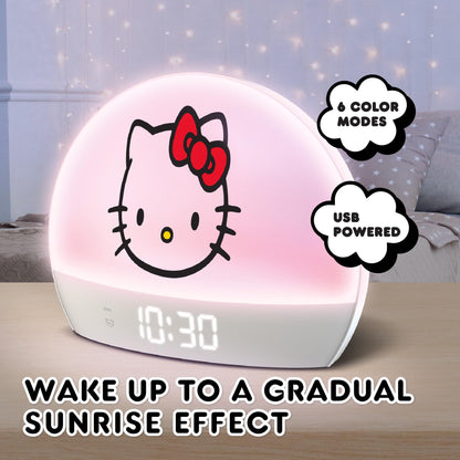 Hello Kitty Sunrise Alarm Clock - Multicolor Lights, USB Charging, LED Display, and Snooze Function