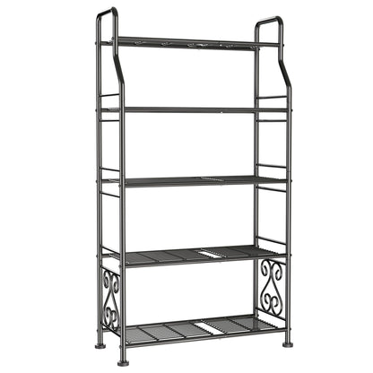 GIOTORENT Plant Stand Outdoor Indoor 5 Tier Metal Waterproof - 53.2" Plant Shelf for Patio, Balcony, Living Room, Large Capacity Tiered Plant Rack, Black