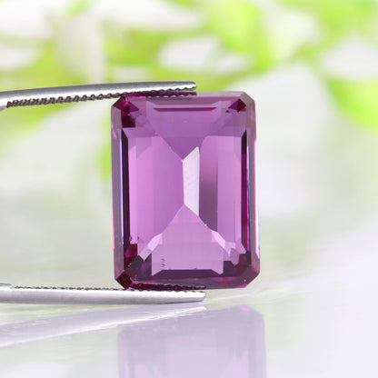 REAL-GEMS - Loose Gemstone 36. Carat Violet Amethyst Emerald Cut for Jewelry Making