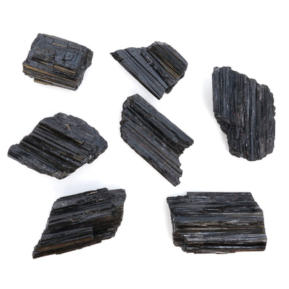 DANCING BEAR Black Tourmaline Crystals Bulk (1/2 LB Large Pieces) with Information Card, Rough Raw Natural Stones for Good Vibes, Reiki Energy, Made in USA
