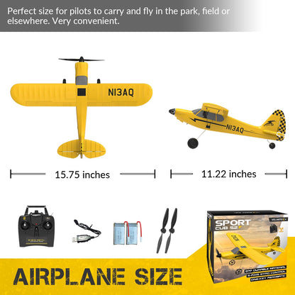 volantexrc RC Plane Trainer Sport Cub 3CH Remote Control Airplane with Prop Saver, 6-Axis Gyro Stabilizer & 3 Modes to Fly, Radio Controlled Aircraft RTF for Beginners and Adults (400mm,Yellow)