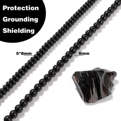 Raicegs 100pcs 8mm Black Tourmaline Beads Natural Gemstone Beads Round Loose Beads for Jewelry Making DIY Bracelets Necklace