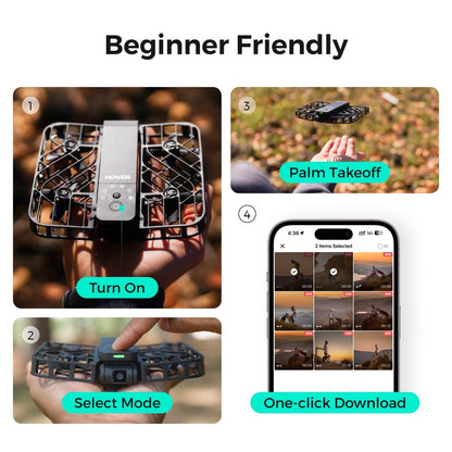 HOVERAir X1 Drone with Camera, Follow-me Drone with Self-Flying Mode, Foldable Mini Drone with HDR Video Capture, Palm Takeoff, Intelligent Flight Paths, Hands-Free Control Black (Combo Plus)