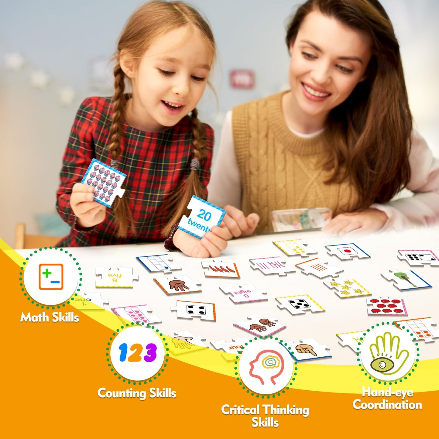 Kasfalci Number Puzzle Cards,Counting Toys,Math Manipulatives,Math Games for Kids,Toddler Puzzles,Matching Games,Preschool Learning Activities,Kindergarten Classroom Must Haves,Homeschool Supplies