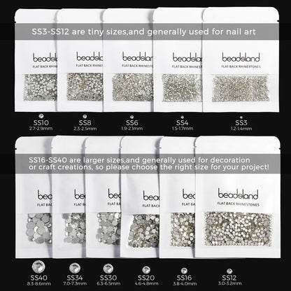 Beadsland 1440pcs Flat Back Crystal Rhinestones Round Gems for Nail Art and Craft Glue Fix, CrystalAB, SS20, 4.6-4.8mm