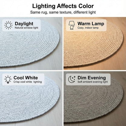 Super Area Rugs 3X5 Farmhouse Braided Rug Cotton Kitchen Reversible Carpet, Gray & White, 3' X 5' Oval