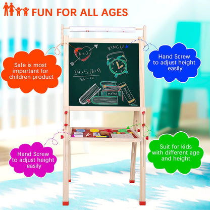 Ragstone Kids Easel Child Easel with Paper roll Double Sized Blackboard Chalkboard