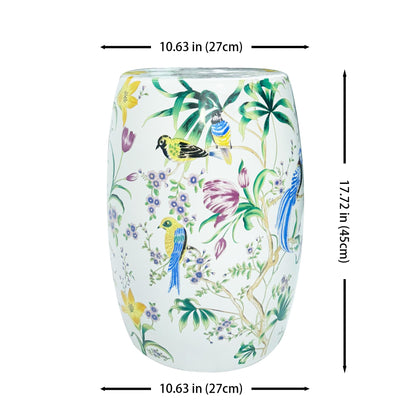 Onipig 17-Inch American Country Farmhouse Ceramic Drum Stool Multi-Purpose Indoor/Outdoor Garden Seat Plant Stand Entryway Shoe Stool Patio Decorative Accent