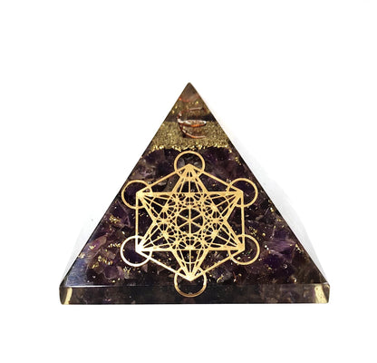 Amethyst Orgone Crystal Pyramid & Pendant Seven Chakra Metatron Cube Merkaba | Natural Stone Bracelet | Protection Kit Reiki Spiritual Healing Positive Energy Generator Yoga Meditation