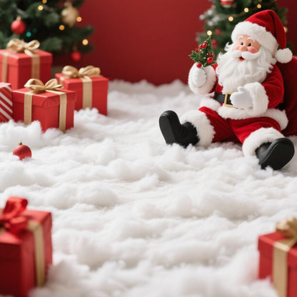 GQE Christmas Fake Snow Decoration,7 Oz(1 Bag) White Artificial Snow Cotton Fluffy Fake Snow for Mantle Village,Nativity Set,Faux Snow Christmas Tree Decor,Winter Indoor Home Decoration