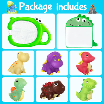 No Hole Dinosaur Bath Toys - Color Change Bath Toys for Toddlers, Fun Water Pool Bathtub Toys for Boys & Girls (with Dino net)