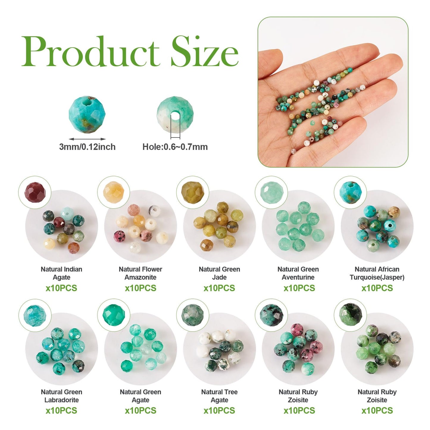 PH PandaHall 100Pcs Natural Gemstone Beads AAA Natural Stone Loose Beads Small Faceted Crystal Bead Natural Aquamarine Beads Gemstone Spacer Beads for DIY Women Waist Bracelet Jewelry Making