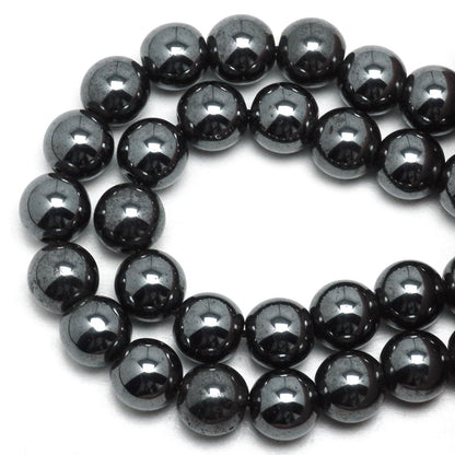 DIQIO Natural Hematite Beads for Jewelry Making - Stone Beads Gemstone Beads for Bracelets, 6mm Silver Round Loose Beads(58-60pcs, 6mm, Hematite)