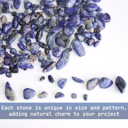 XMHOME 3 Pounds Blue Sodalite Tumbled Stones - Natural Polished Gemstones for Vase Filler, Decoration, and Crafts