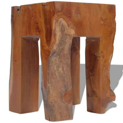 Gecheer Solid Teak Wood Stool, Handmade Rustic Style Footrest Side Table with Stable Legs, 11.8x11.8x15.7 Inches, for Living Room Bedroom