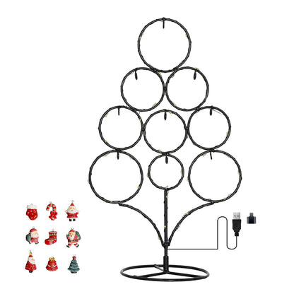 Tabletop Christmas Tree-Ornament Display Stand, 13.19-inch Metal Christmas Tree Wrought Iron with LED Lights, Suitable for Desktop Decoration, Home Decoration, Ornament Display Standparty Giftsi.