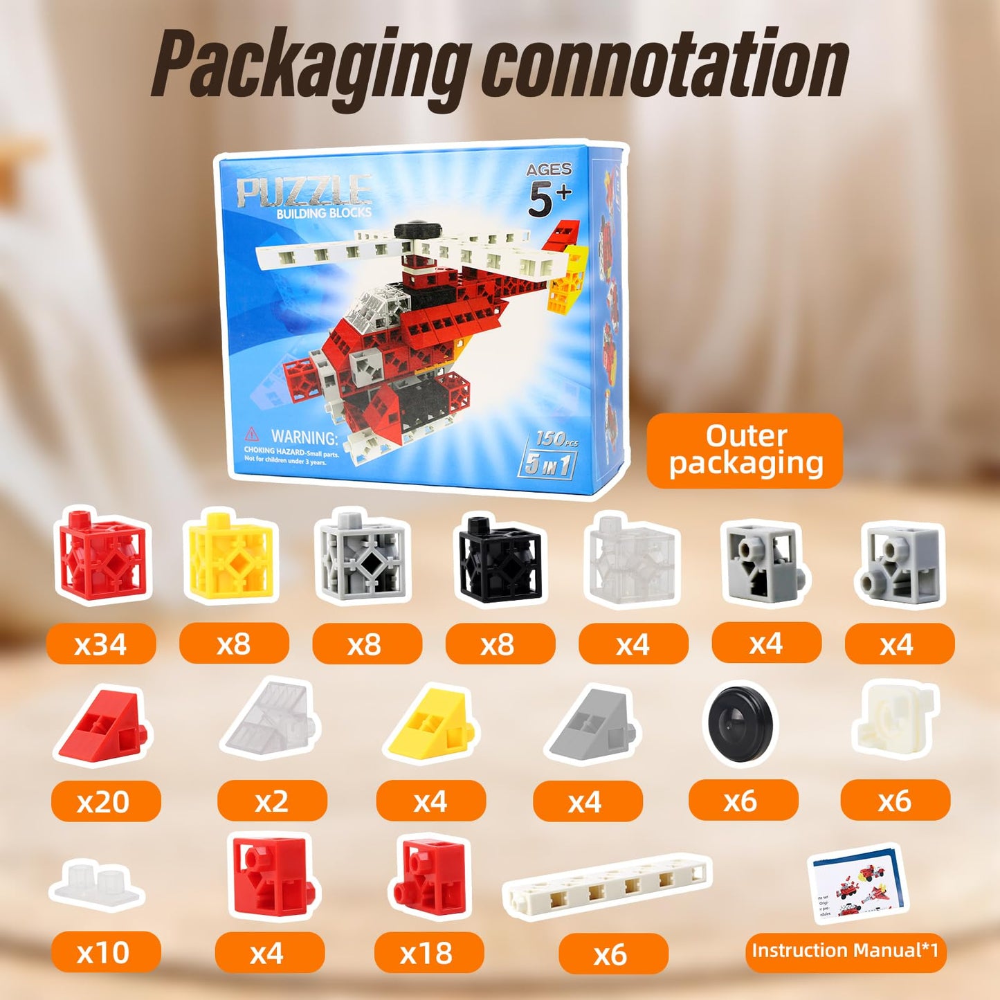 HYPDANK 150 PCS 0.8in Building Blocks - Toy Building Sets for Kids, Building Blocks Cubes, School Toys Birthday Gifts for Boys and Girls Age 3+ Years Old Stimulate Imagination (150, Helicopter)