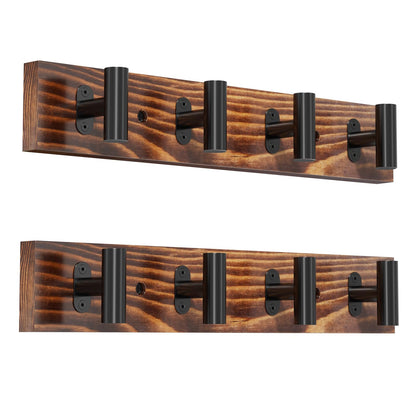 Orapoke Coat Rack Wall Mount 2 Pack with 8 Pre-Installed Metal Hooks, Rustic Pine Solid Wood Coat Hanger Wall Mount for Entryway & Living Room, Coat Hooks for Hanging Jacket, Hat, Backpack (32.3")