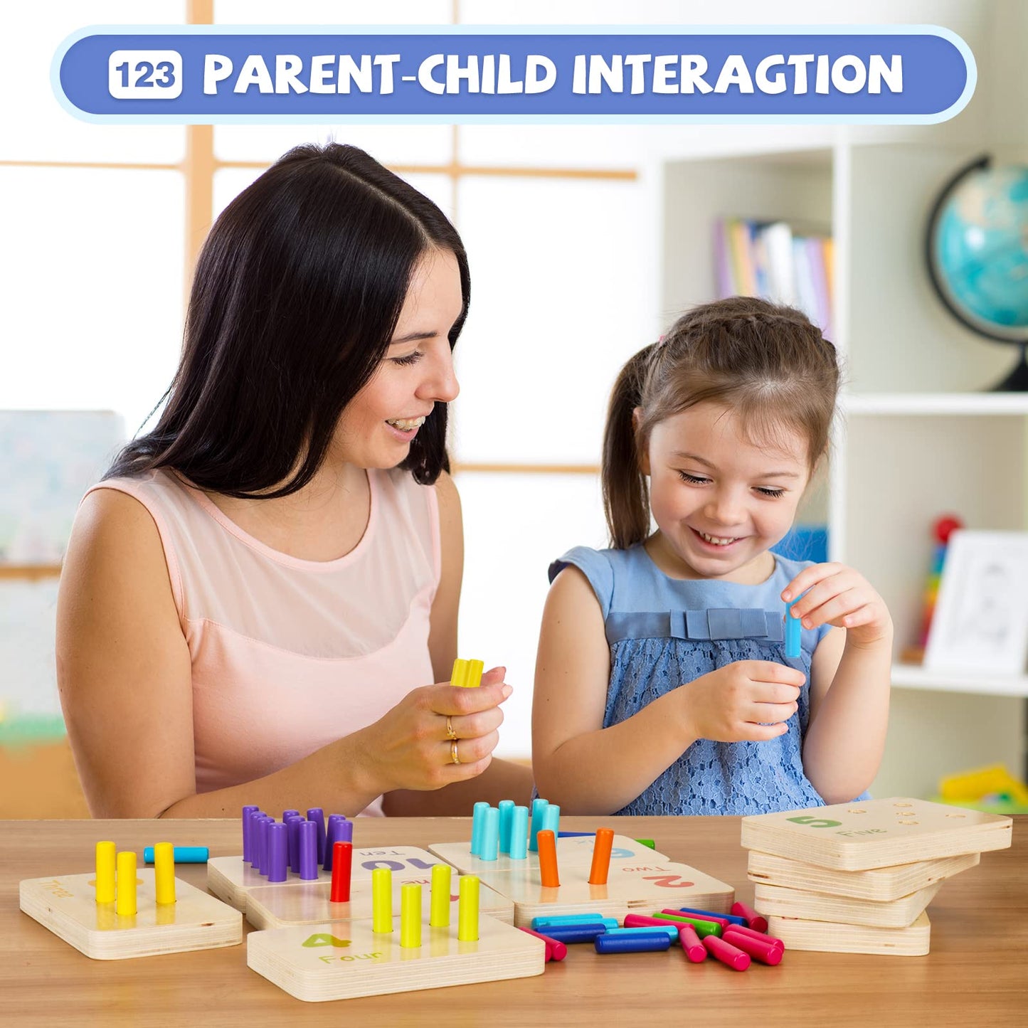 ISMETACU Wooden Montessori Number Blocks for Toddlers, Counting Peg Board for Kids Age 3 4 5,Preschool Learning Toys,Ideal for Kids 3 4 5 Years Old