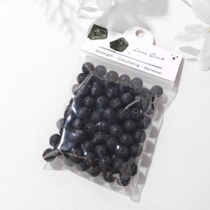 Raicegs 100pcs 8mm Lava Rock Beads Natural Gemstone Beads Round Loose Beads for Jewelry Making DIY Bracelets Necklace