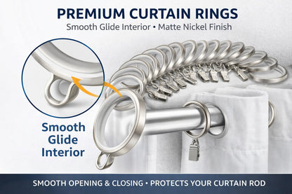 Valeri Home – Premium Curtain Rings, Matte Nickel Finish, 20-Pack