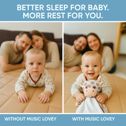 Love By Emi 4 in 1 Baby Lullaby Sleep Soother Toy - Stuffed Animal Sound Machine & Pacifier Holder | Heartbeat White Noise & Music | Plush Giraffe Lovey Sleep Aid Security Blanket (0-3 Years)